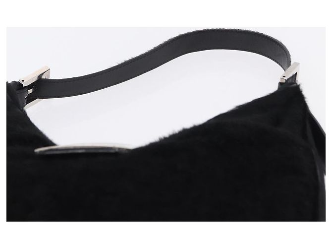 Bolso de mano FENDI Mamma Baguette en cuero Harako Negro Plata Auth yk20770A - vista 14