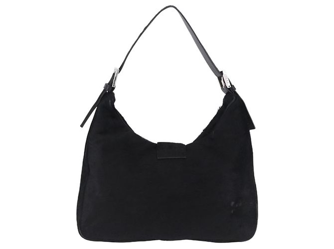 Bolso de mano FENDI Mamma Baguette en cuero Harako Negro Plata Auth yk20770A - vista 2