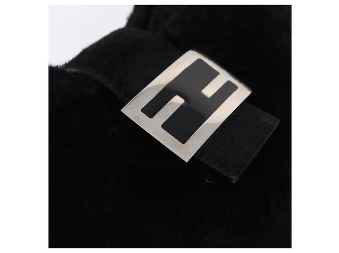 Bolso de mano FENDI Mamma Baguette en cuero Harako Negro Plata Auth yk20770A - vista 20