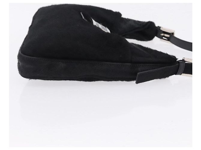 Bolso de mano FENDI Mamma Baguette en cuero Harako Negro Plata Auth yk20770A - vista 3