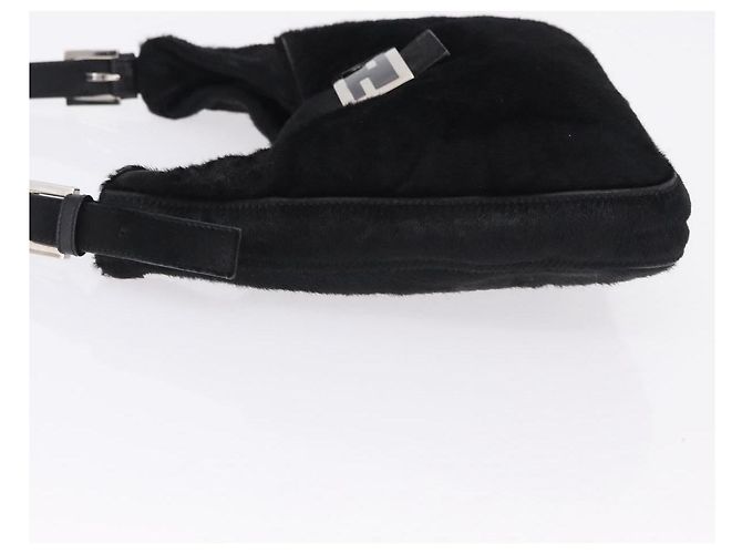 Bolso de mano FENDI Mamma Baguette en cuero Harako Negro Plata Auth yk20770A - vista 4