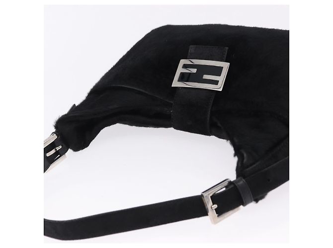 Bolso de mano FENDI Mamma Baguette en cuero Harako Negro Plata Auth yk20770A - vista 6
