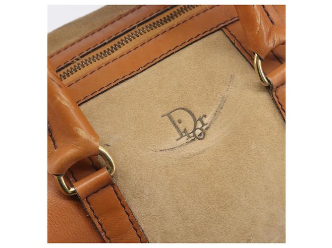 Borsa Boston Christian Dior in pelle scamosciata marrone oro Auth 198280 D'oro - vista 15