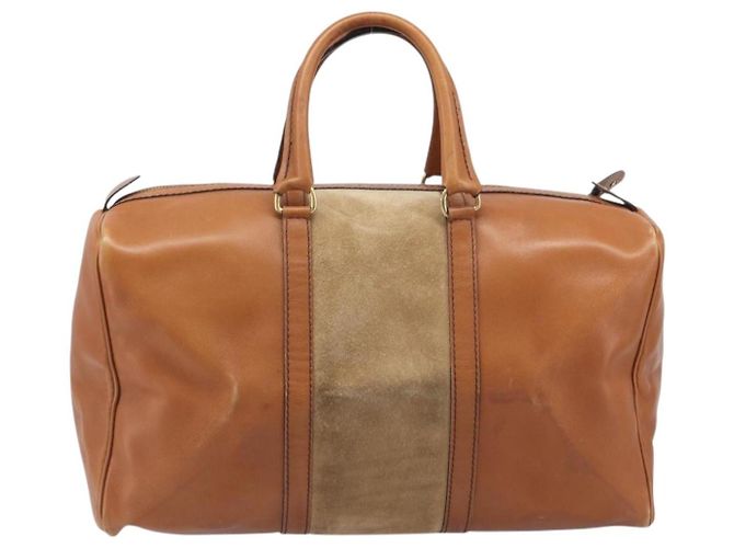 Borsa Boston Christian Dior in pelle scamosciata marrone oro Auth 198280 D'oro - vista 3