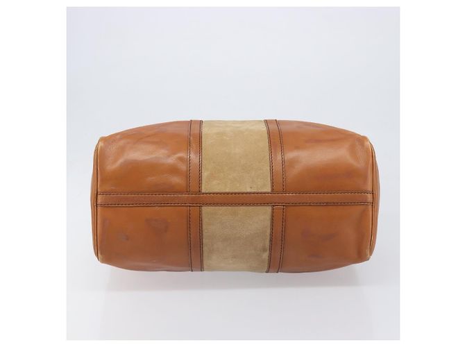 Borsa Boston Christian Dior in pelle scamosciata marrone oro Auth 198280 D'oro - vista 9