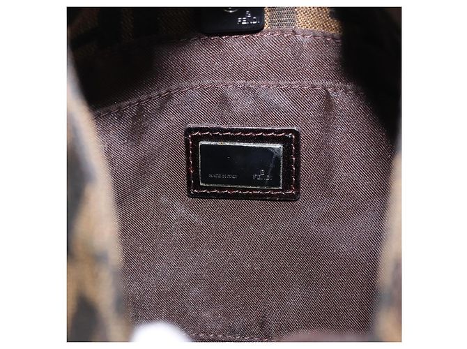Borsa a mano FENDI Zucca Canvas Nero e Marrone Auth mr2886A - vista 20