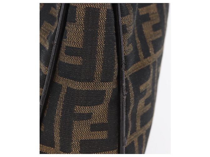 Borsa a mano FENDI Zucca Canvas Nero e Marrone Auth mr2886A - vista 4