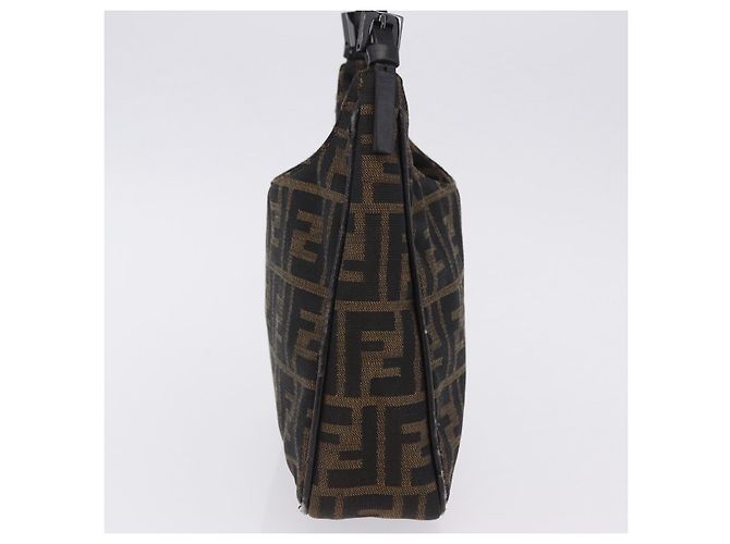 Borsa a mano FENDI Zucca Canvas Nero e Marrone Auth mr2886A - vista 5