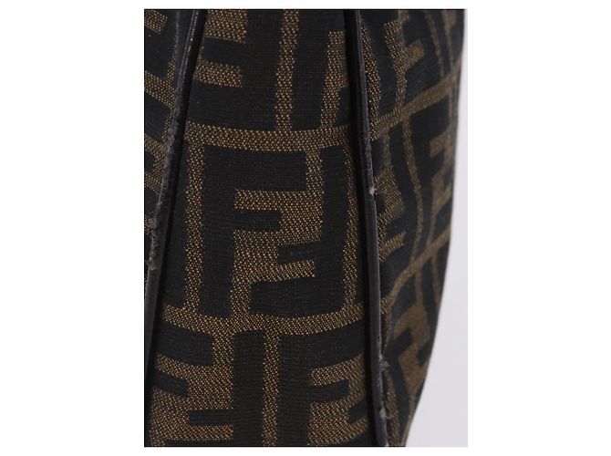 Borsa a mano FENDI Zucca Canvas Nero e Marrone Auth mr2886A - vista 6