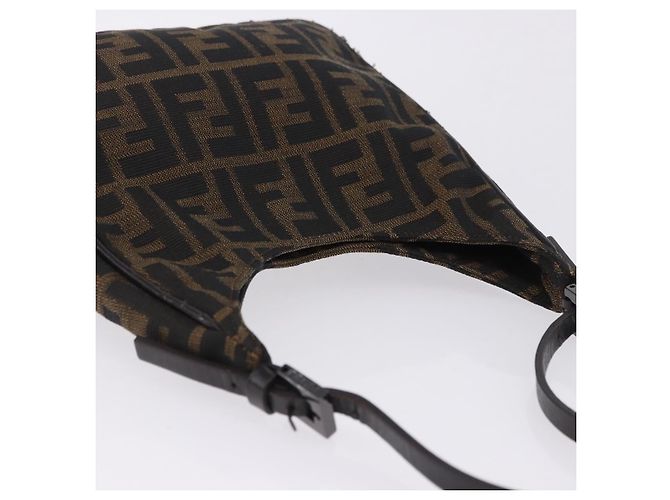 Borsa a mano FENDI Zucca Canvas Nero e Marrone Auth mr2886A - vista 8