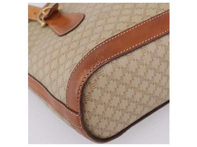 16 Céline Borsa Tote CELINE Macadam PVC Pelle Beige Tono Oro Auth 202219 - vista 14