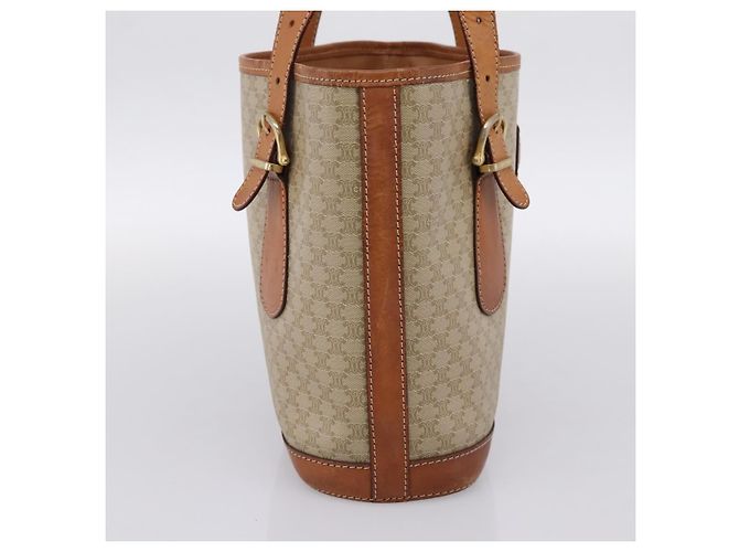 16 Céline Borsa Tote CELINE Macadam PVC Pelle Beige Tono Oro Auth 202219 - vista 3