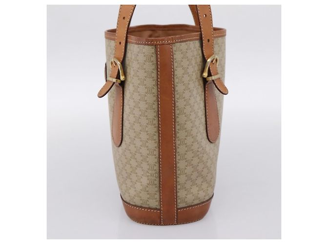 16 Céline Borsa Tote CELINE Macadam PVC Pelle Beige Tono Oro Auth 202219 - vista 4