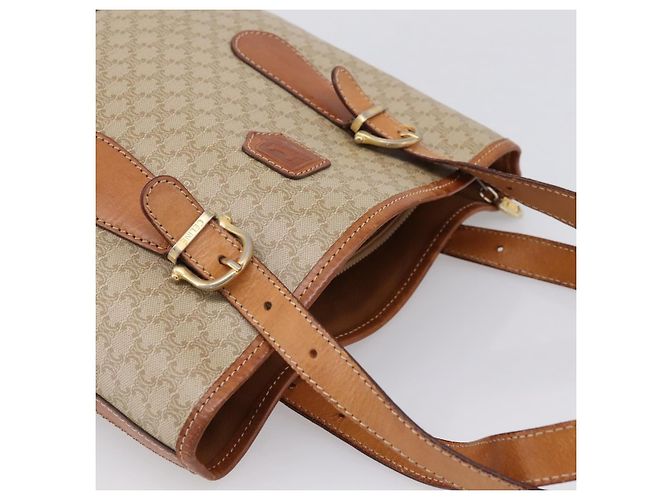 16 Céline Borsa Tote CELINE Macadam PVC Pelle Beige Tono Oro Auth 202219 - vista 6