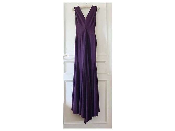 Herve Leger Abito maxi Hervé Léger viola con scollo a V Porpora - vista 2