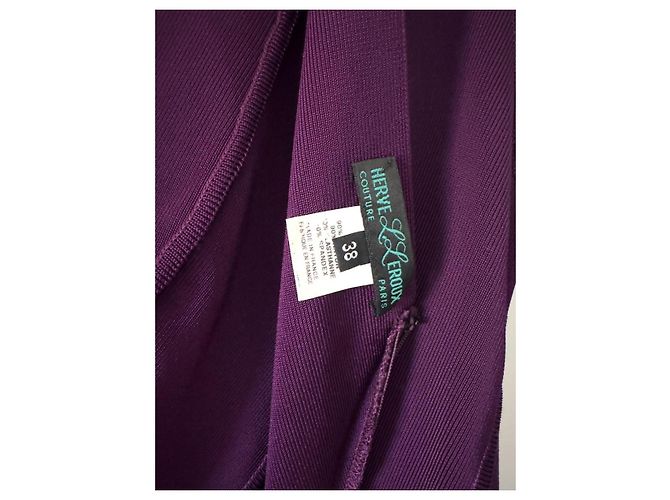 Herve Leger Abito maxi Hervé Léger viola con scollo a V Porpora - vista 3