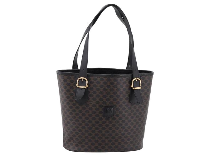 Céline Borsa Tote CELINE Macadam PVC Pelle Nero Tono Oro Auth 202222A - vista 13