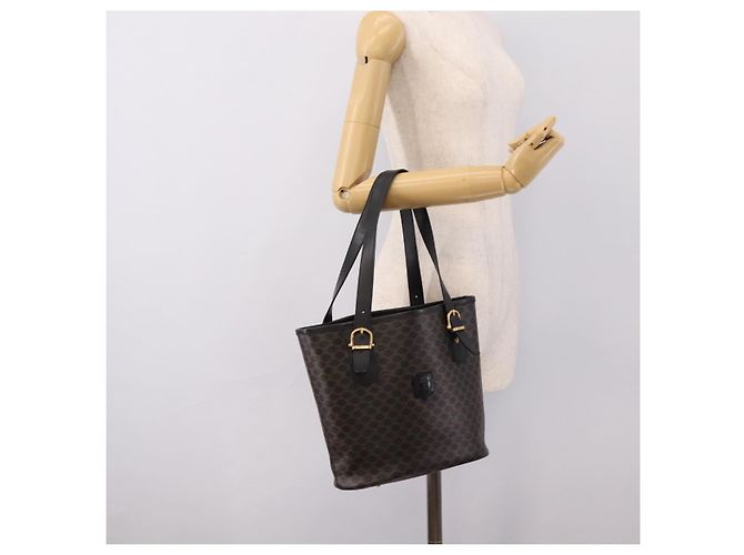 Céline Borsa Tote CELINE Macadam PVC Pelle Nero Tono Oro Auth 202222A - vista 22