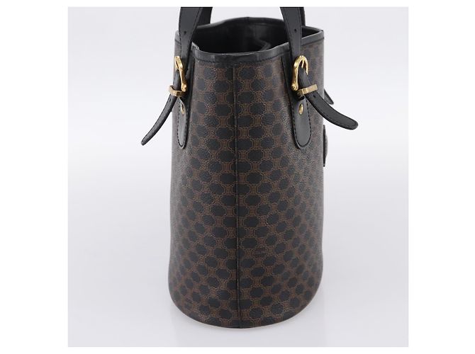 Céline Borsa Tote CELINE Macadam PVC Pelle Nero Tono Oro Auth 202222A - vista 3