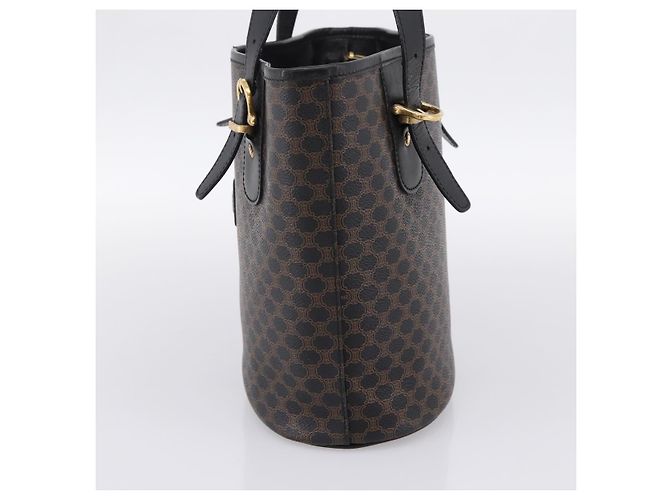 Céline Borsa Tote CELINE Macadam PVC Pelle Nero Tono Oro Auth 202222A - vista 4