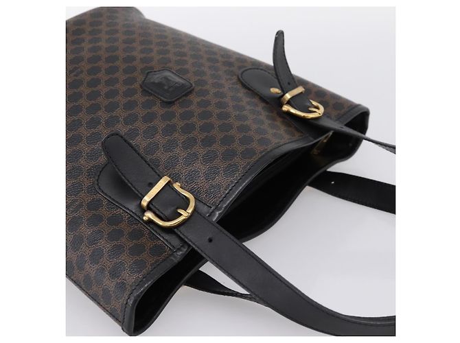 Céline Borsa Tote CELINE Macadam PVC Pelle Nero Tono Oro Auth 202222A - vista 6