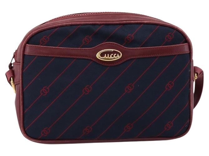 Borsa a tracolla GUCCI Horsebit Canvas Navy Tono Oro Auth 202249 Blu navy - vista 13