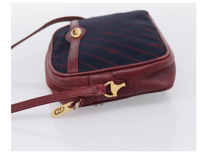 Borsa a tracolla GUCCI Horsebit Canvas Navy Tono Oro Auth 202249 Blu navy - vista 3