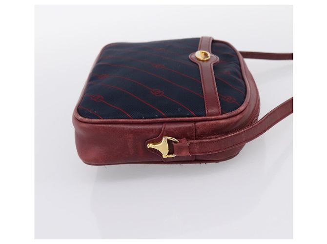 Borsa a tracolla GUCCI Horsebit Canvas Navy Tono Oro Auth 202249 Blu navy - vista 4