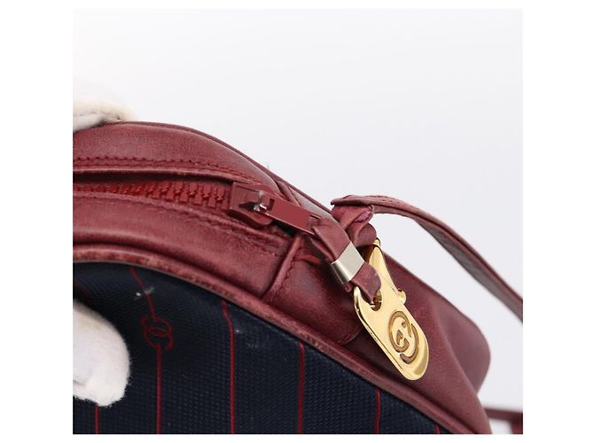 Borsa a tracolla GUCCI Horsebit Canvas Navy Tono Oro Auth 202249 Blu navy - vista 9