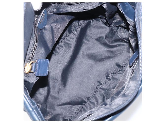 Céline Borsa a mano CELINE Nylon Navy Gold Auth ka6008 D'oro Blu navy - vista 11
