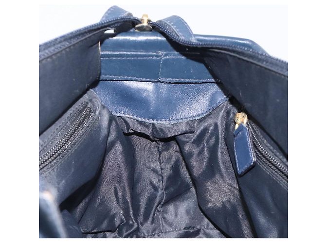 Céline Borsa a mano CELINE Nylon Navy Gold Auth ka6008 D'oro Blu navy - vista 19
