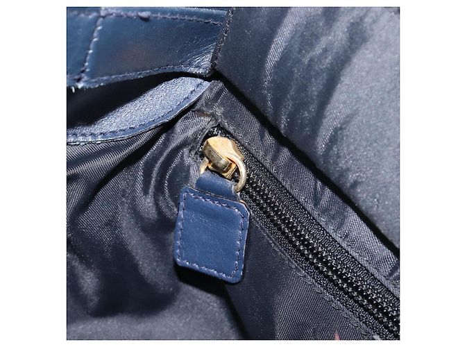 Céline Borsa a mano CELINE Nylon Navy Gold Auth ka6008 D'oro Blu navy - vista 21