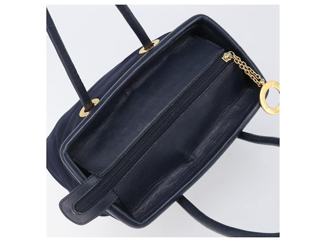 Céline Borsa a mano CELINE Nylon Navy Gold Auth ka6008 D'oro Blu navy - vista 6