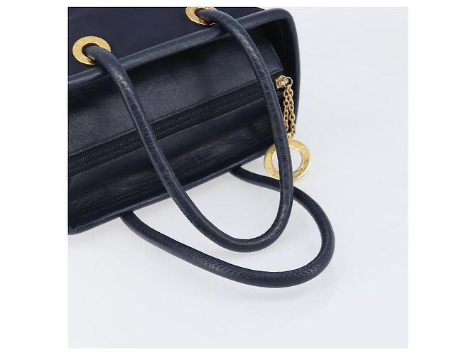 Céline Borsa a mano CELINE Nylon Navy Gold Auth ka6008 D'oro Blu navy - vista 7