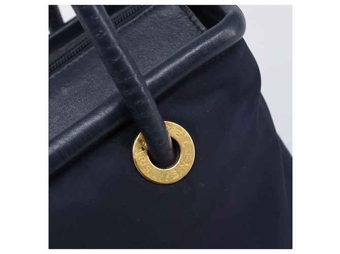 Céline Borsa a mano CELINE Nylon Navy Gold Auth ka6008 D'oro Blu navy - vista 9