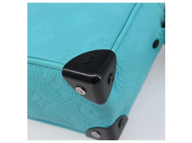 LOUIS VUITTON Mini Soft Trunk cuir Taurillon Blue Black M11673 Auth 199184SAM Noir Turquoise - vue 16