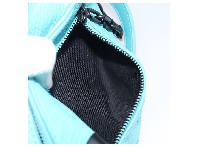 LOUIS VUITTON Mini Soft Trunk cuir Taurillon Blue Black M11673 Auth 199184SAM Noir Turquoise - vue 24