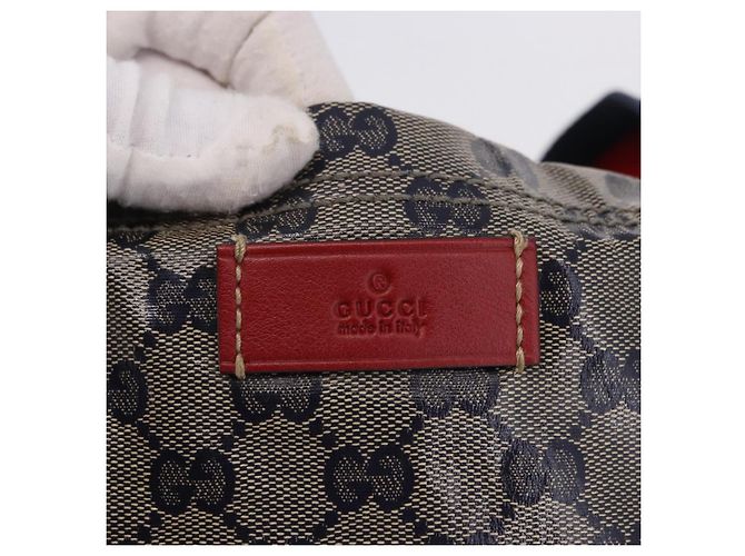 Borsa Tote GUCCI GG Crystal Sherry Line Coated Canvas Navy 189669 Auth 200053A Blu navy - vista 10