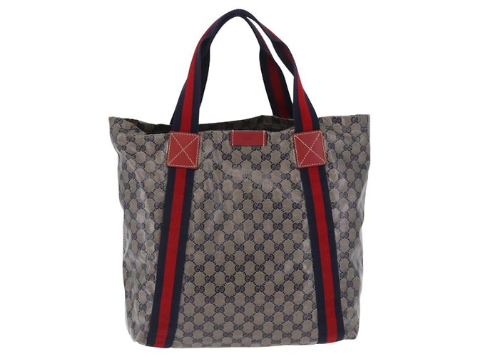 Borsa Tote GUCCI GG Crystal Sherry Line Coated Canvas Navy 189669 Auth 200053A Blu navy - vista 13