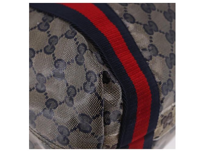 Borsa Tote GUCCI GG Crystal Sherry Line Coated Canvas Navy 189669 Auth 200053A Blu navy - vista 14