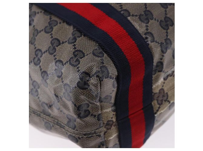 Borsa Tote GUCCI GG Crystal Sherry Line Coated Canvas Navy 189669 Auth 200053A Blu navy - vista 16