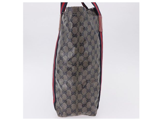 Borsa Tote GUCCI GG Crystal Sherry Line Coated Canvas Navy 189669 Auth 200053A Blu navy - vista 3