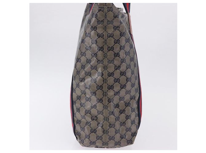 Borsa Tote GUCCI GG Crystal Sherry Line Coated Canvas Navy 189669 Auth 200053A Blu navy - vista 4