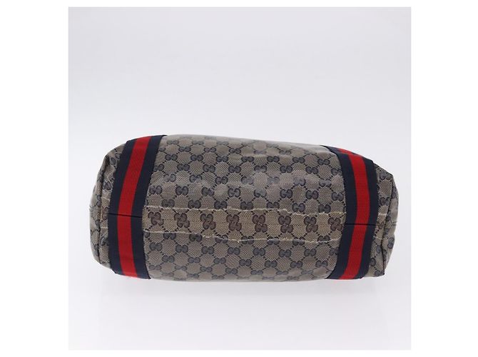 Borsa Tote GUCCI GG Crystal Sherry Line Coated Canvas Navy 189669 Auth 200053A Blu navy - vista 5