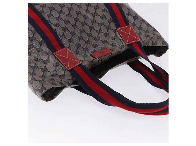 Borsa Tote GUCCI GG Crystal Sherry Line Coated Canvas Navy 189669 Auth 200053A Blu navy - vista 6