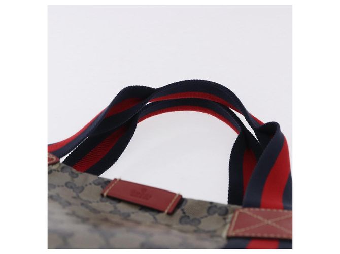 Borsa Tote GUCCI GG Crystal Sherry Line Coated Canvas Navy 189669 Auth 200053A Blu navy - vista 8