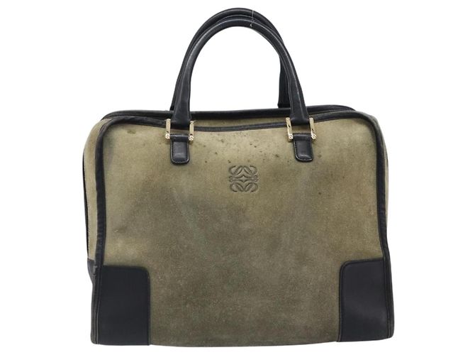 Borsa a mano LOEWE Amazona 32 in camoscio kaki e tono oro Auth 200845 Cachi - vista 13