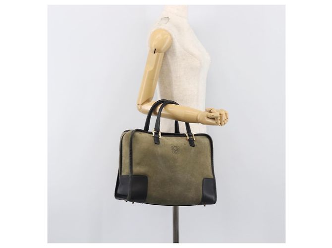 Borsa a mano LOEWE Amazona 32 in camoscio kaki e tono oro Auth 200845 Cachi - vista 24