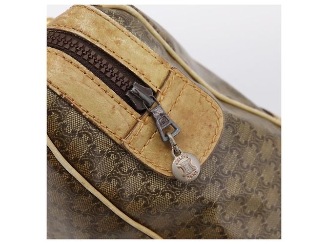 Céline Borsa a Mano CELINE Macadam PVC Pelle Beige Tono Oro Auth 200348 - vista 10