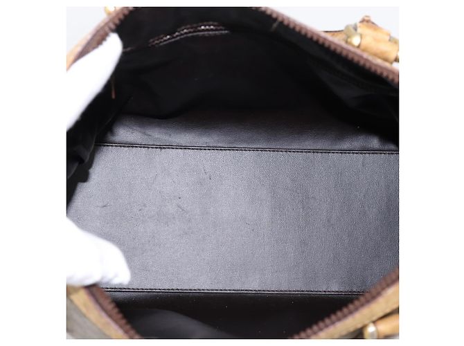 Céline Borsa a Mano CELINE Macadam PVC Pelle Beige Tono Oro Auth 200348 - vista 11